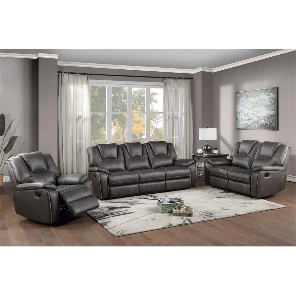 Charcoal Gray Faux Leather Manual Recliner Q291
