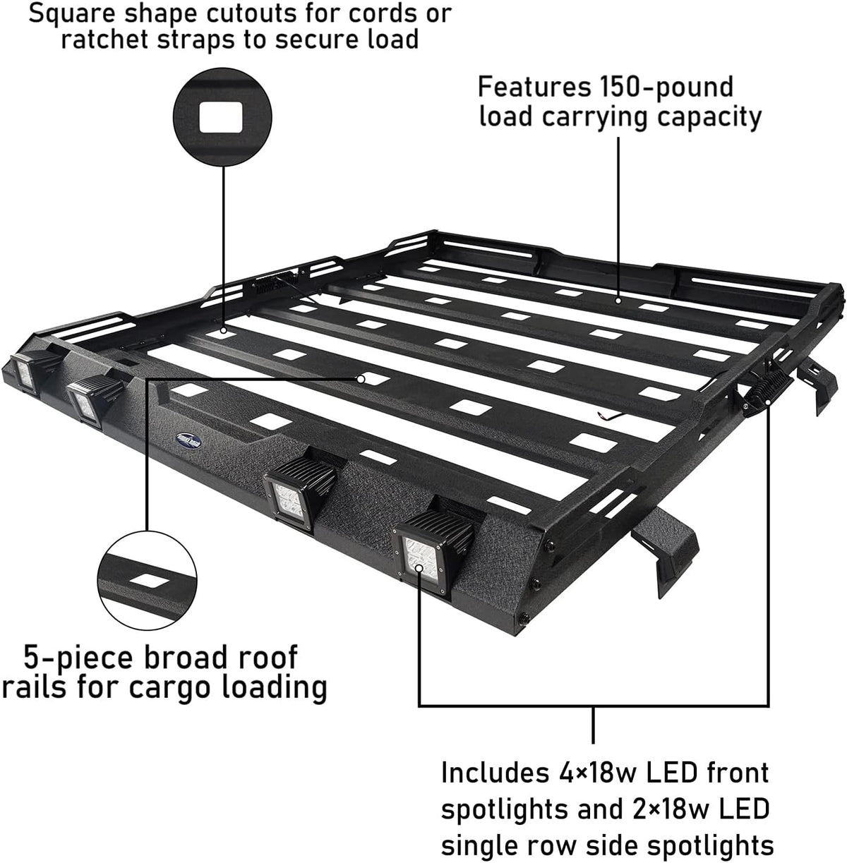 Roof Rack Cargo Basket Carrier for Jeep Wrangler JL Unlimited 4 Doors K6817