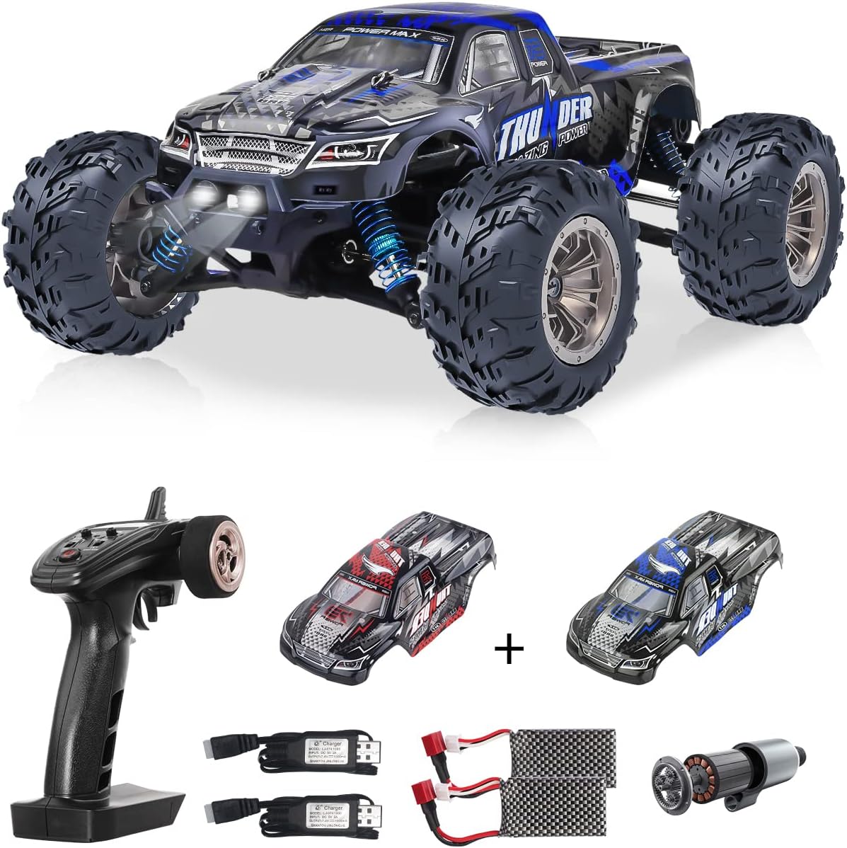 Brushless 1:16 4WD High Speed RC Monster Truck with 2 Battery V38994