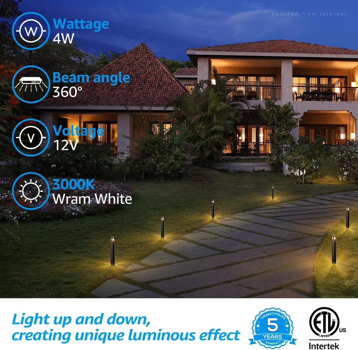 Black Die-Casted Aluminum Bollard Path Light, Pack of 6 O525
