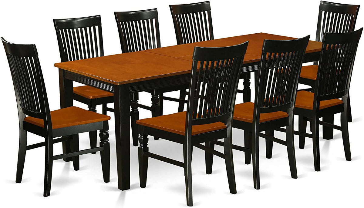 9 Piece Black & Cherry Wood Dining Table Set A153067