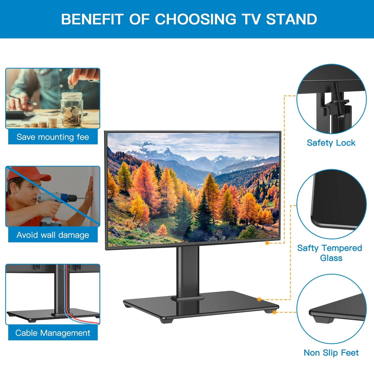 Universal TV Stand 32-60 Black G857