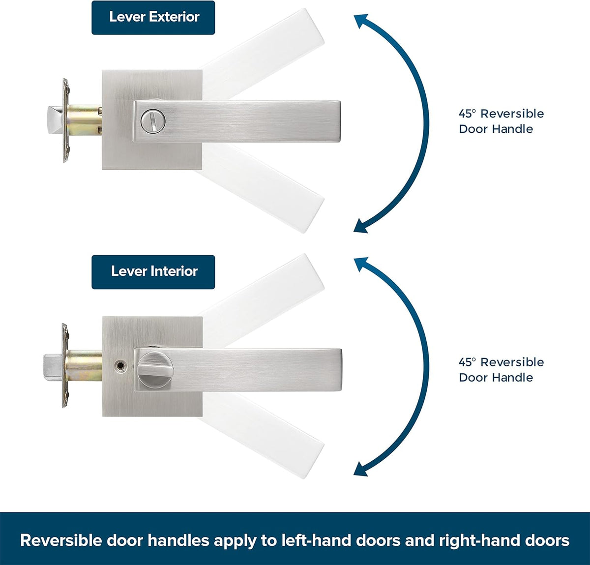 Satin Nickel Square Privacy Door Levers (2 Pack) O6100