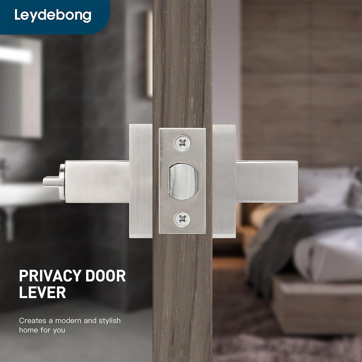 Satin Nickel Square Privacy Door Levers (2 Pack) O6100