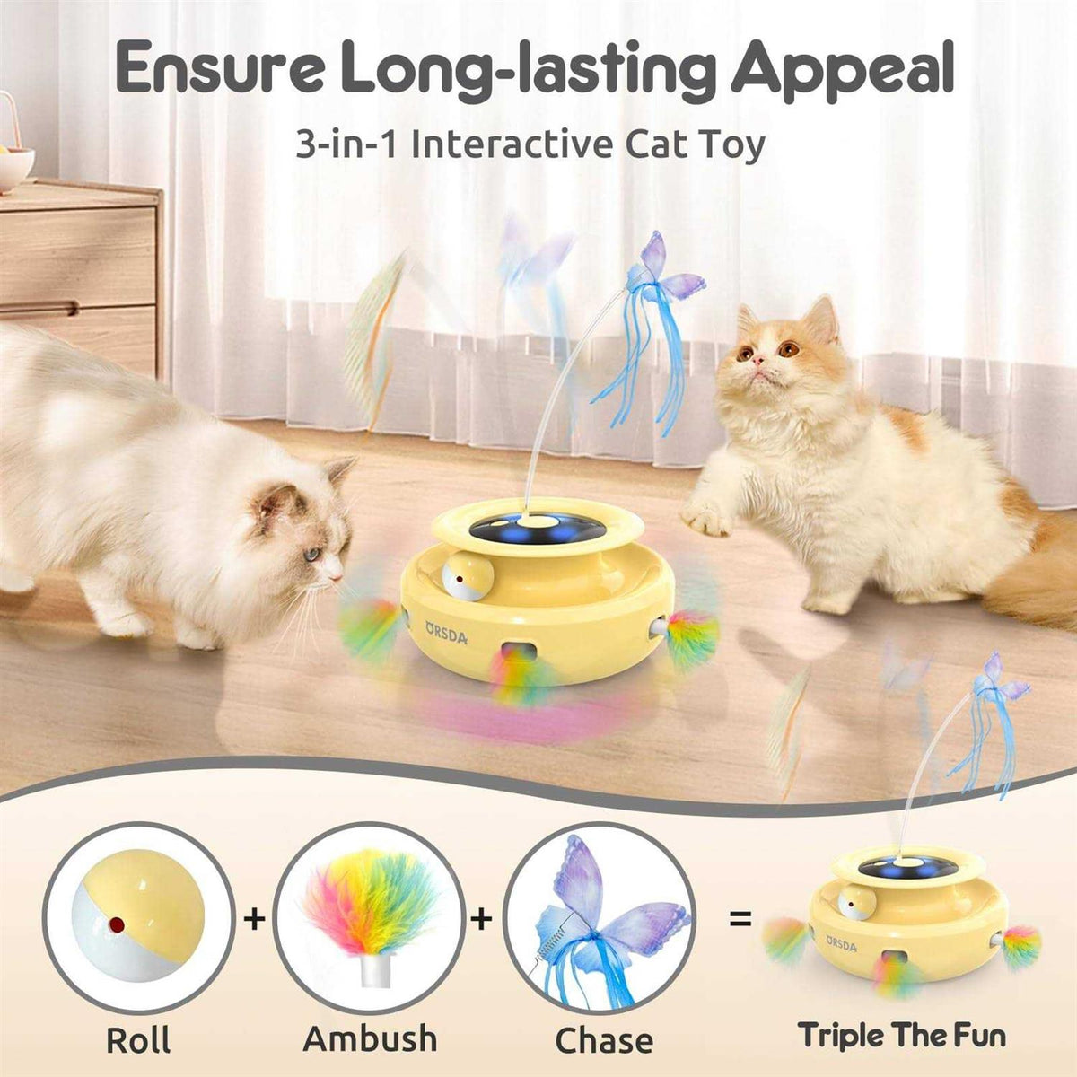 3-in-1 Rechargeable Interactive Cat Toys M20713