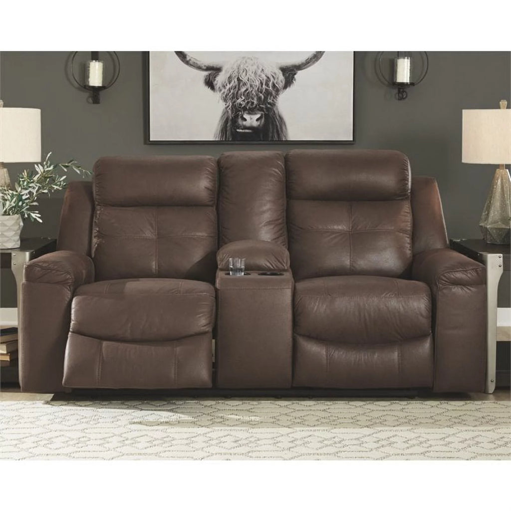 Coffee Reclining Loveseat with Console M50423