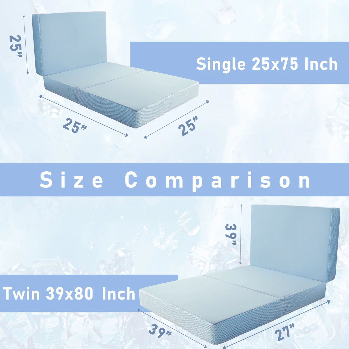 6 inch Twin Blue Folding Mattress with Washable Cover K5305