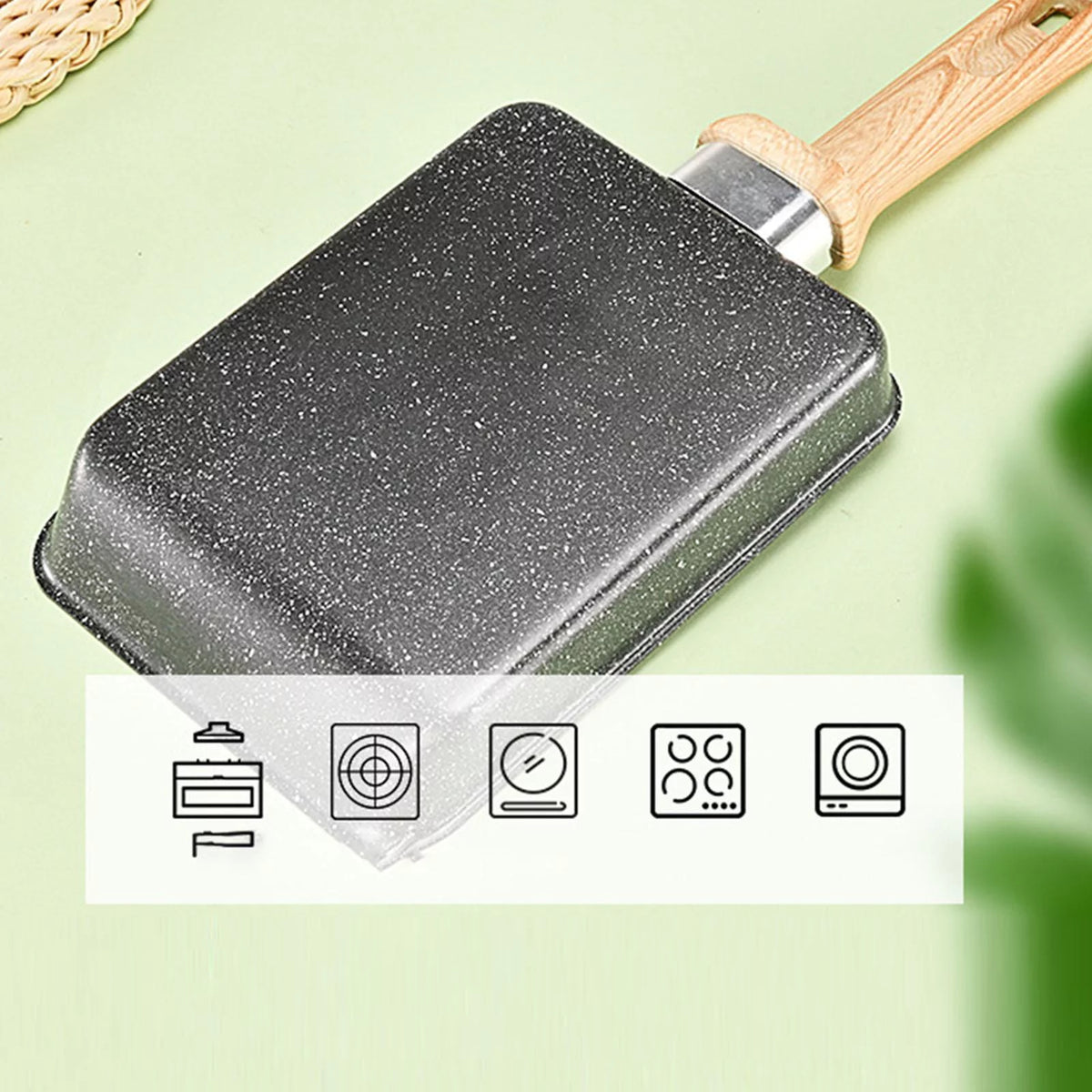 Black Non Stick Rectangle Skillet with Spatula B2404
