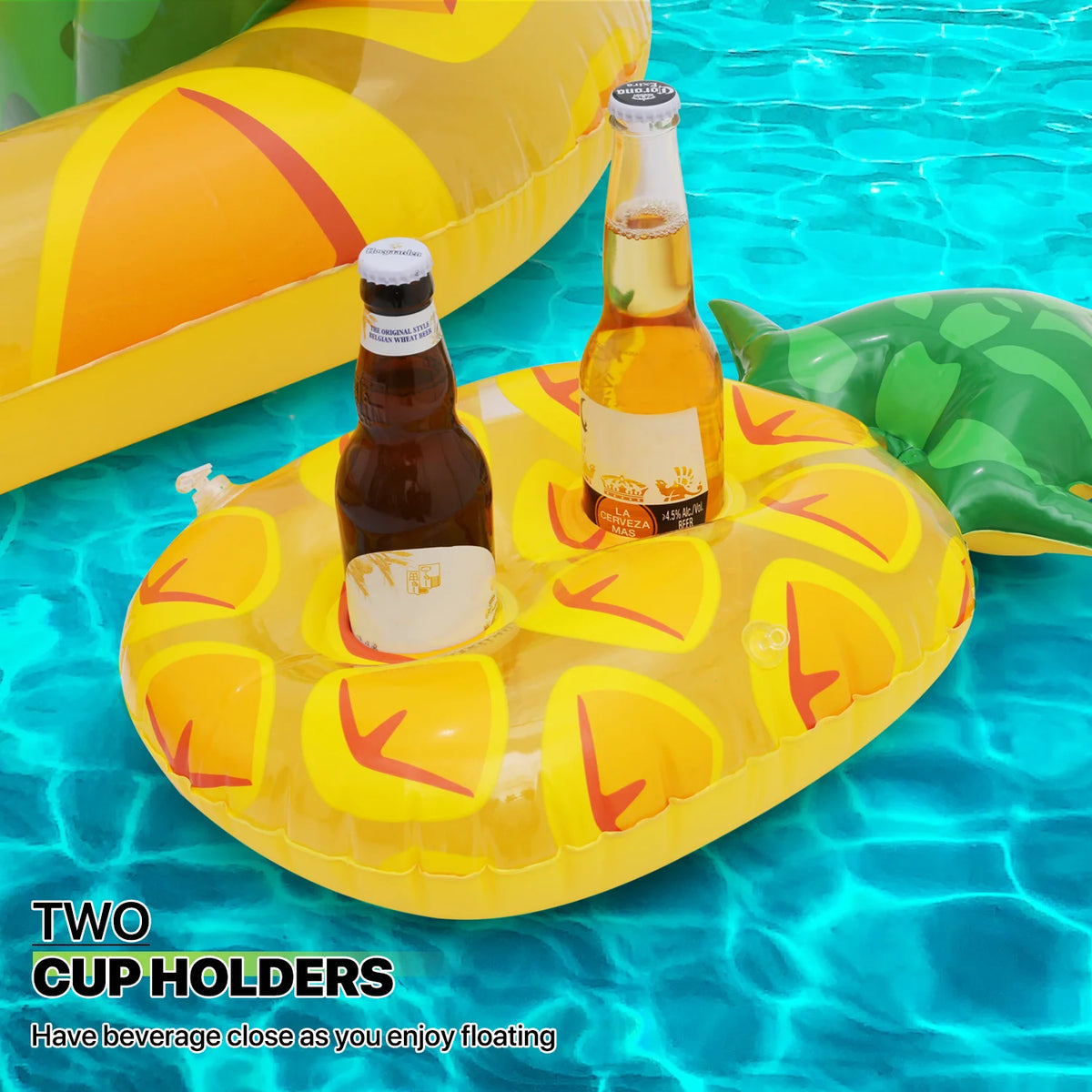 3-in-1 Pineapple Inflatable Pool Floats with Drink Holder, Yellow N3396
