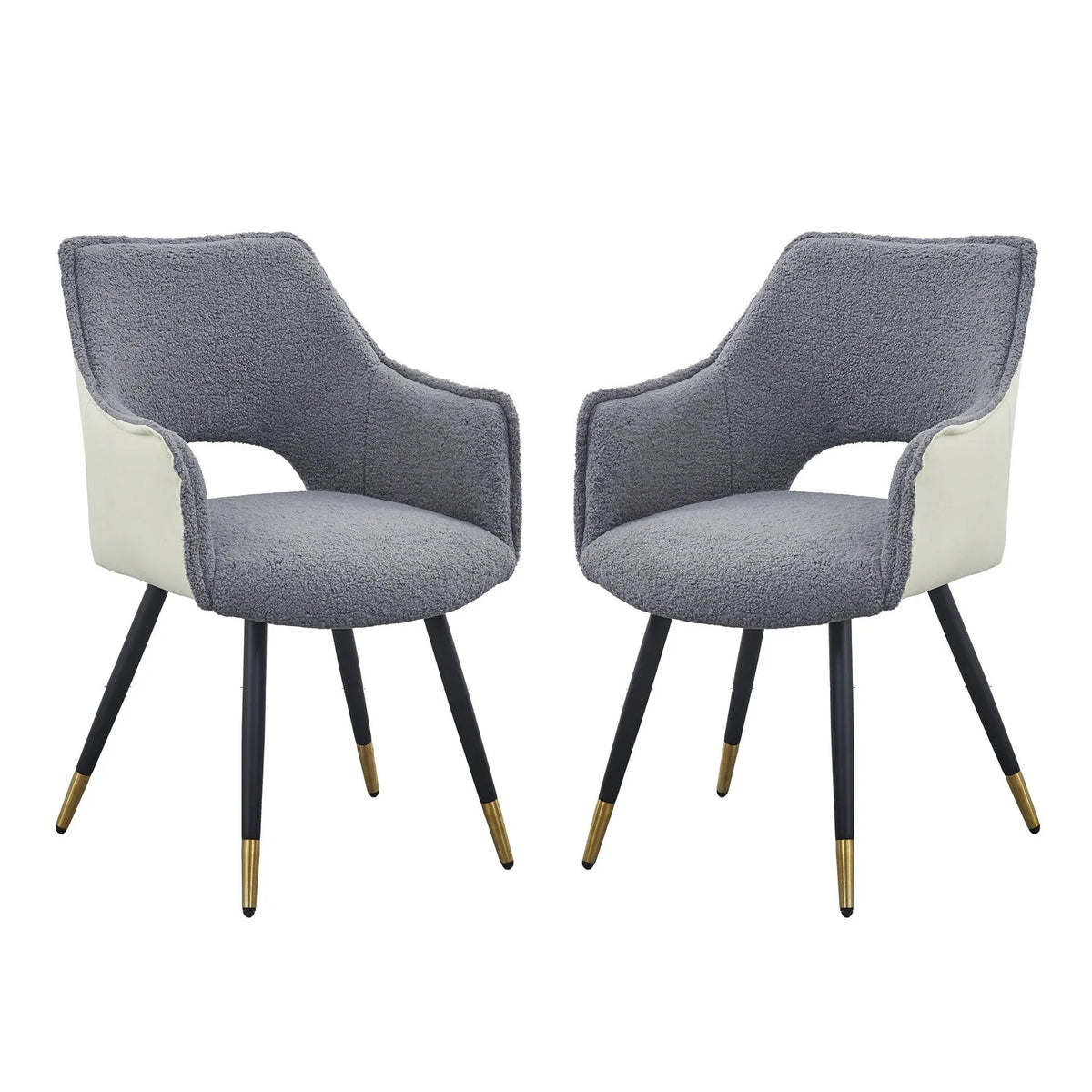 23 in. Gray Fabric Black Metal Legs Dining Chair T9823