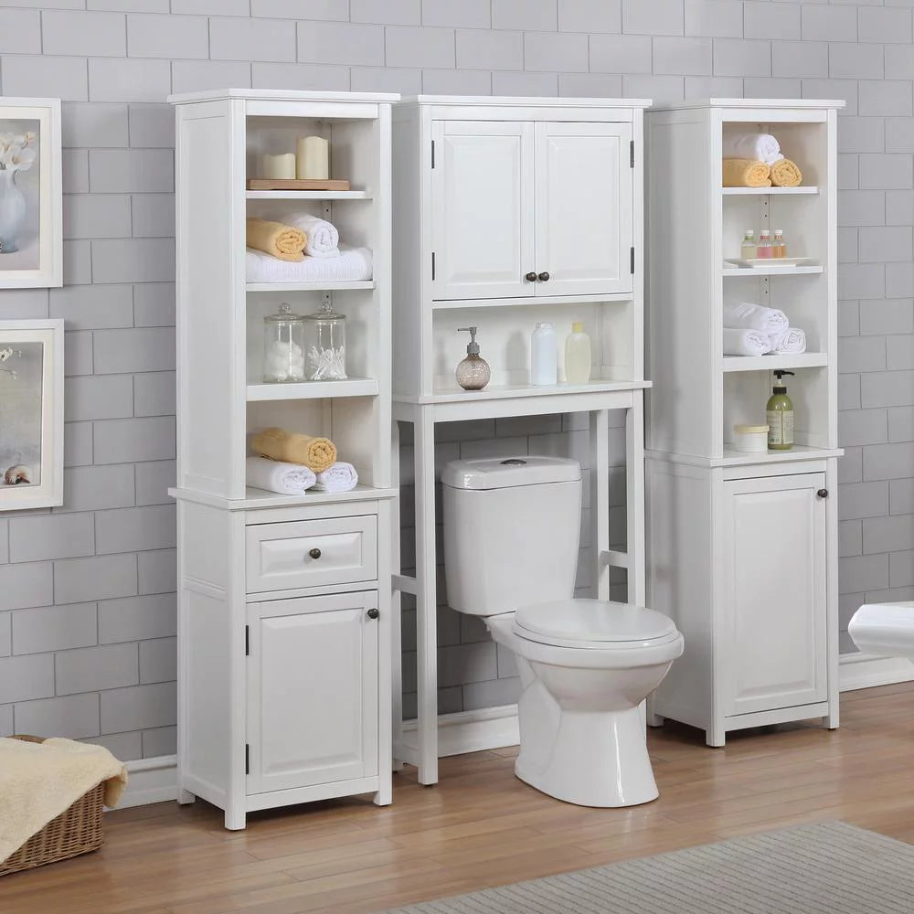 Over the Toilet Storage with Upper Cabinet and Open Shelf J372