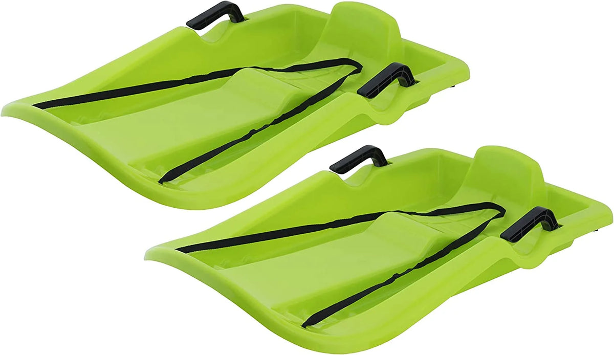 Green Downhill Snow Sled with Brake Handles and Pull Rope L98813