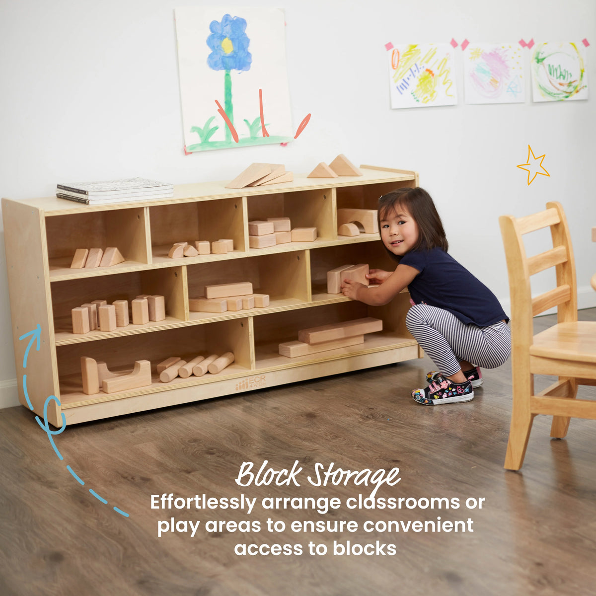 Mobile Block Storage Cart, Large, Natural W846262