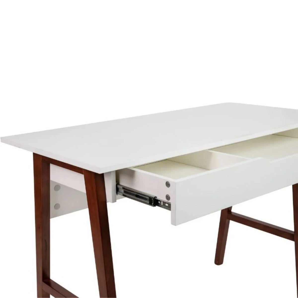 White and Walnut Computer Desk With Drawer J121898