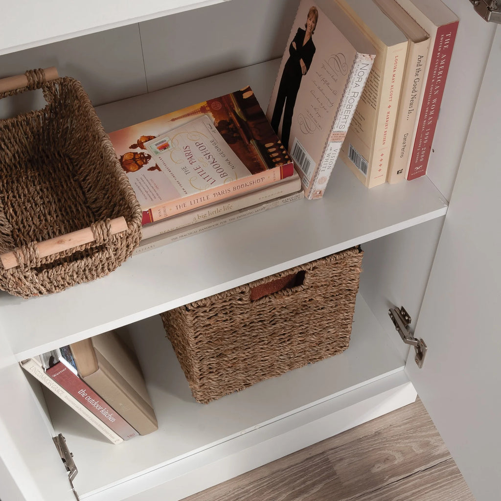 White Engineered Wood Storage Cabinet J734