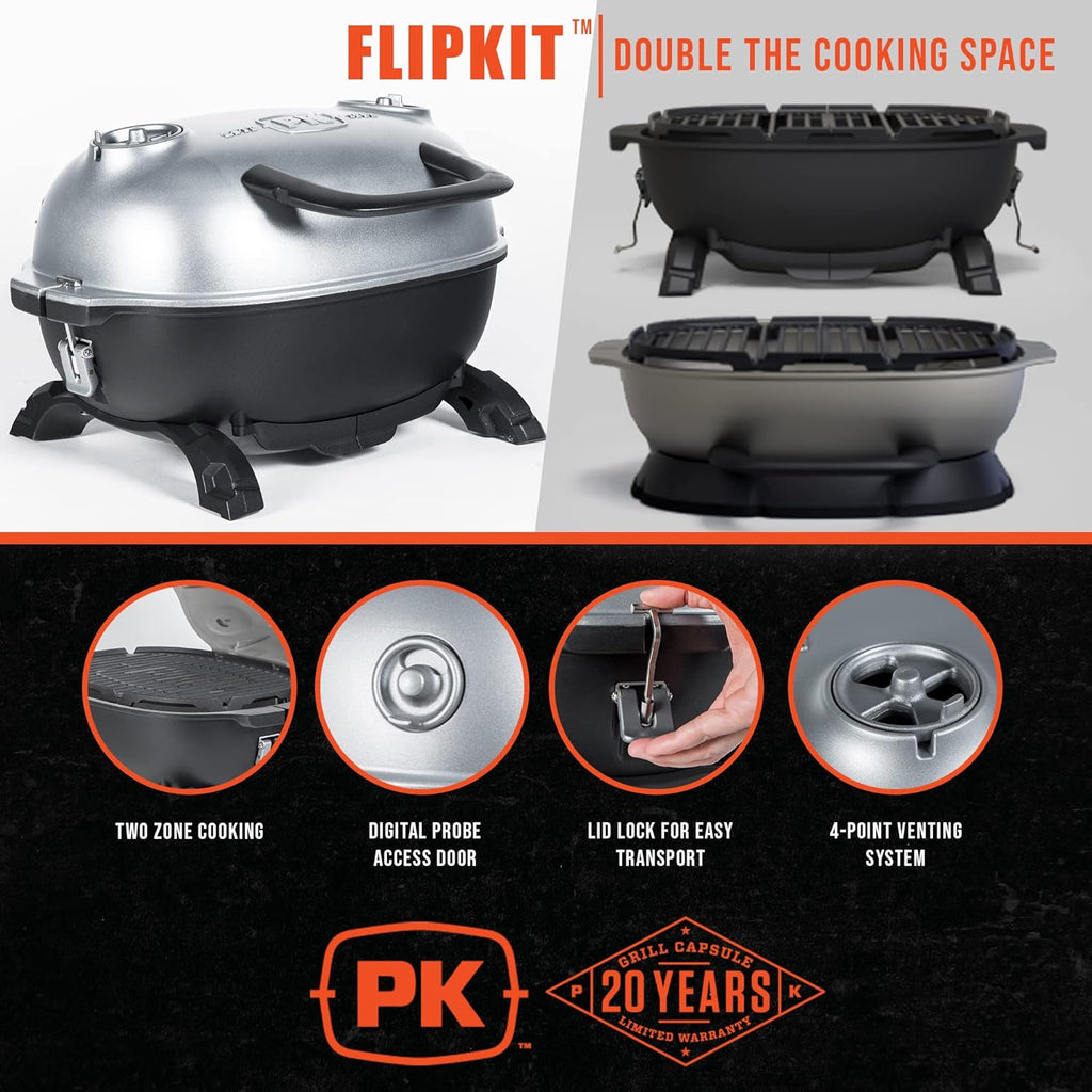 Portable Charcoal BBQ Grill and Smoker with Lid, Cast Iron Aluminum Outdoor Cooking Mini Barbecue Grills, Grey R7259