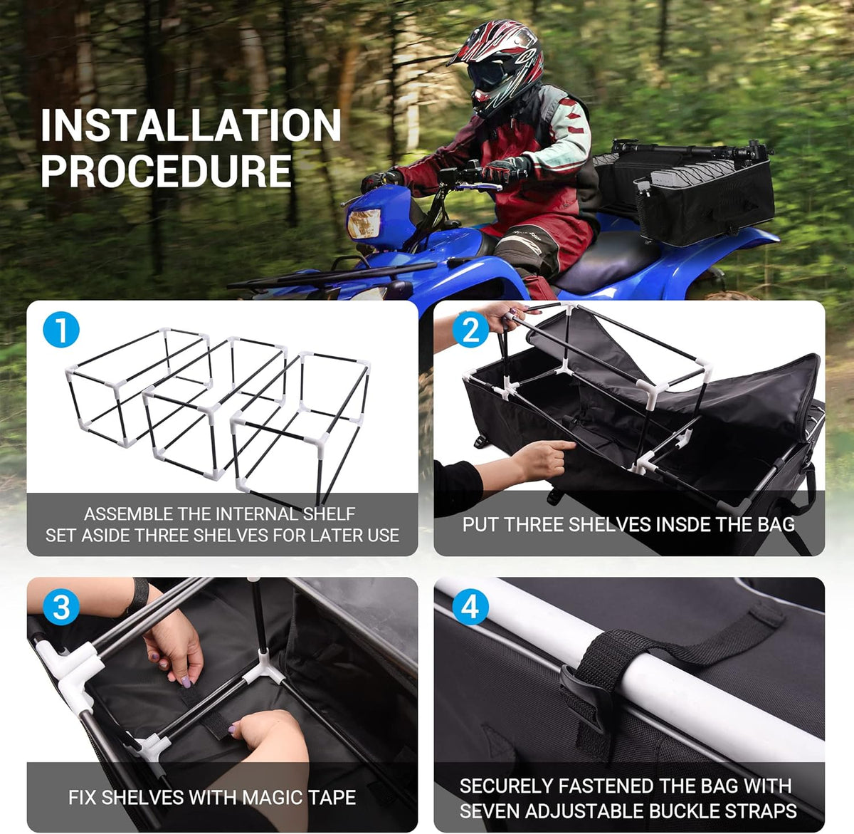 ATV Storage Cargo Rear Bag with Cushion S766
