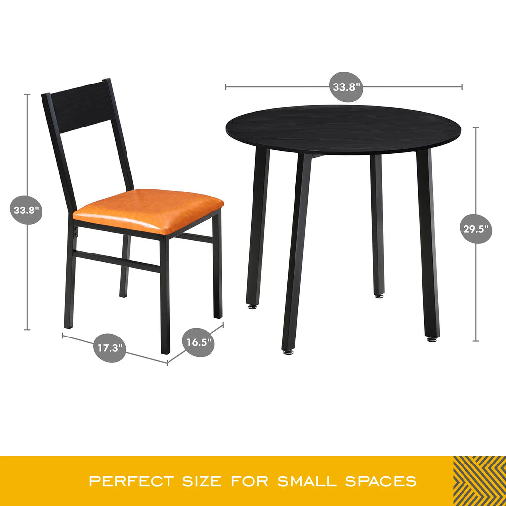 Round Dining Table Set with 2 Cushioned Chairs U396838