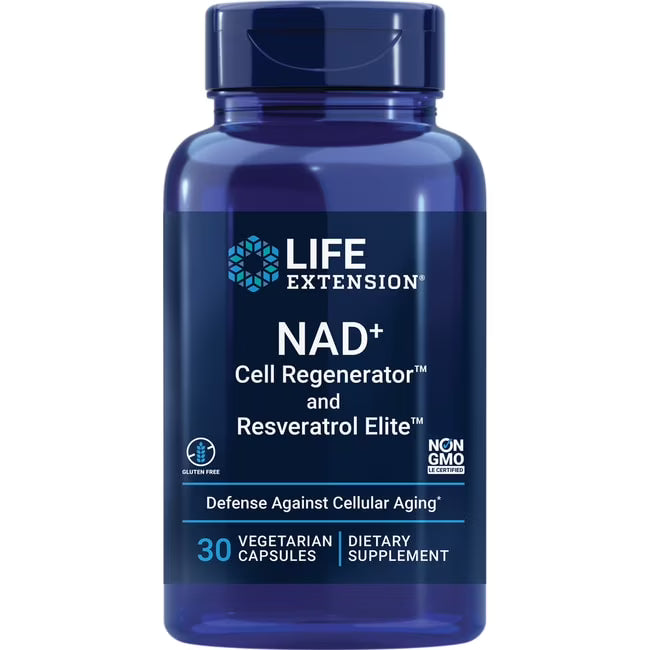 NAD+ Cell Regenerator and Resveratrol Elite, 30 Vegetarian Capsule P71522