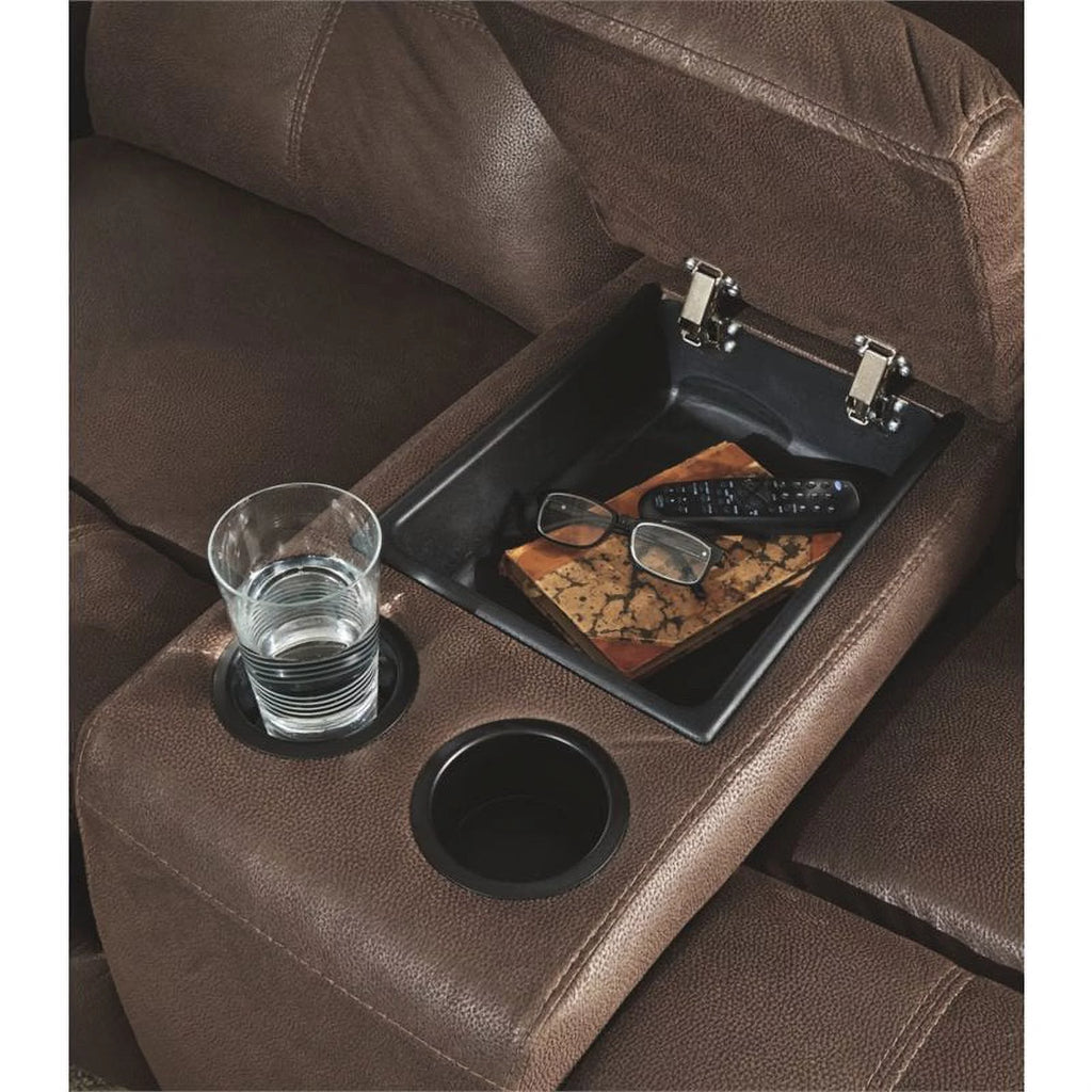 Coffee Reclining Loveseat with Console M50423
