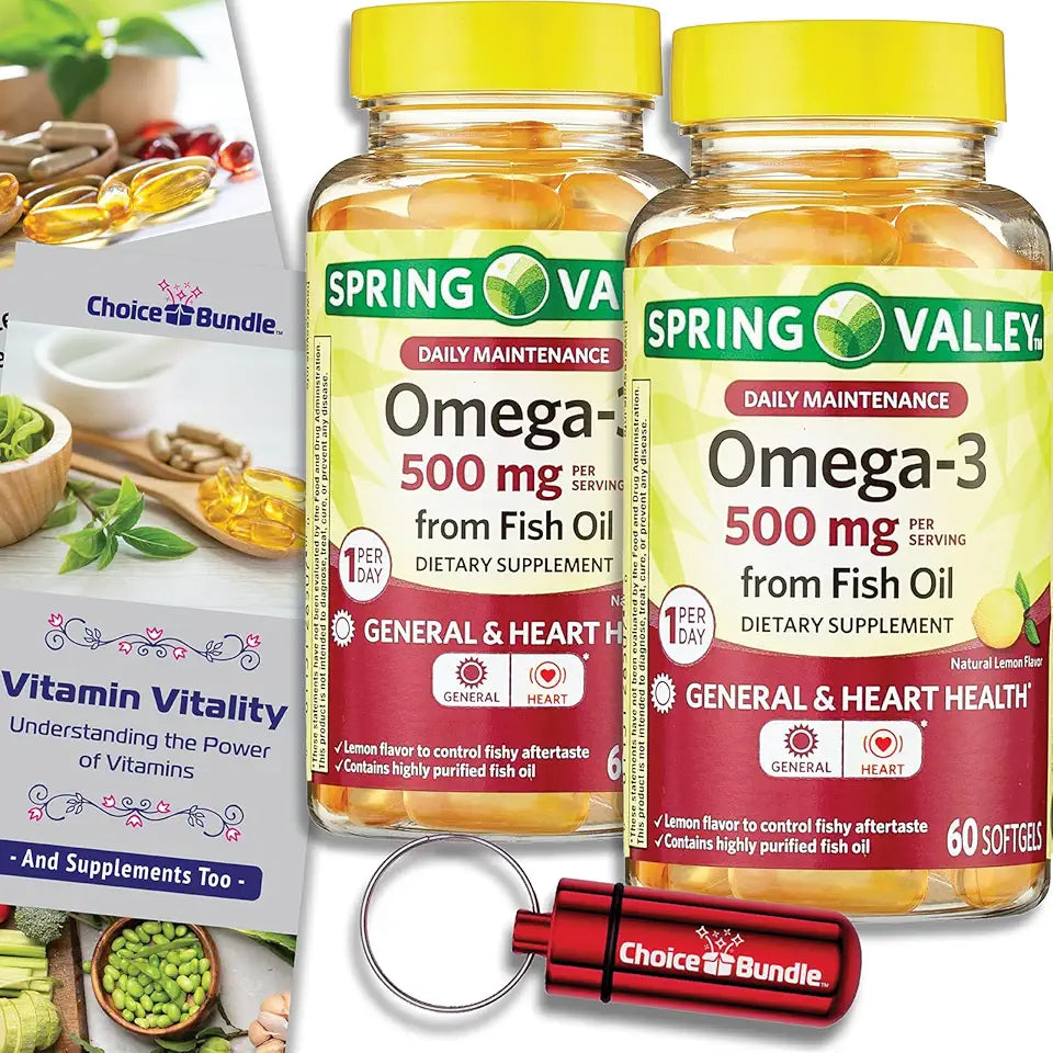 500 mg Omega 3 Fish Oil Softgels 60 Ct 2 pk Q890998