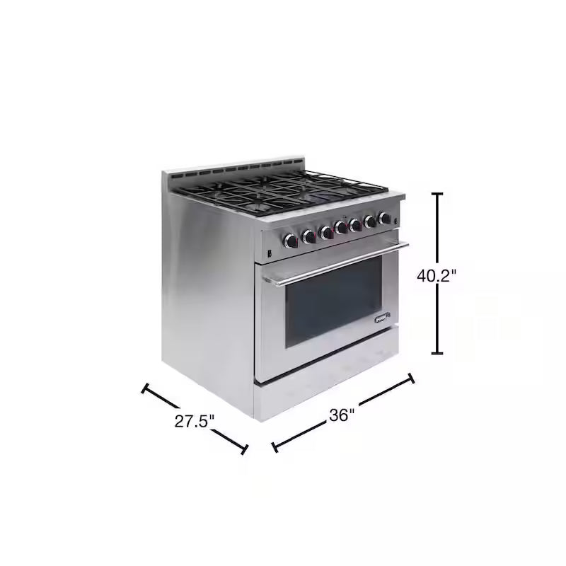 36 in. 5.5 cu. ft. Gas Range with Convection Oven in Stainless Steel B3980