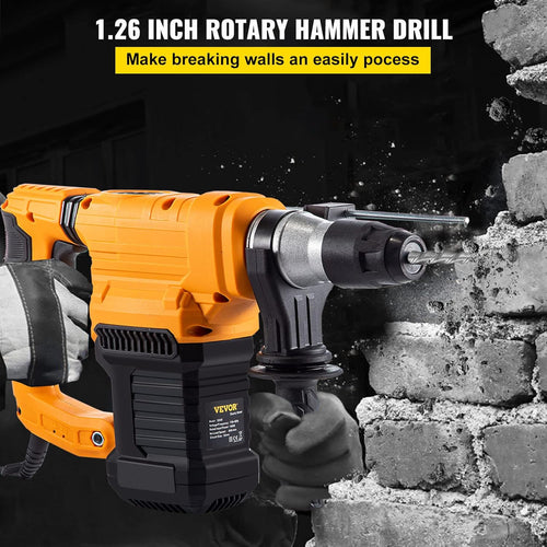 1500W SDS-Plus Rotary Hammer with Chisels, Drill Bits and Case L398639