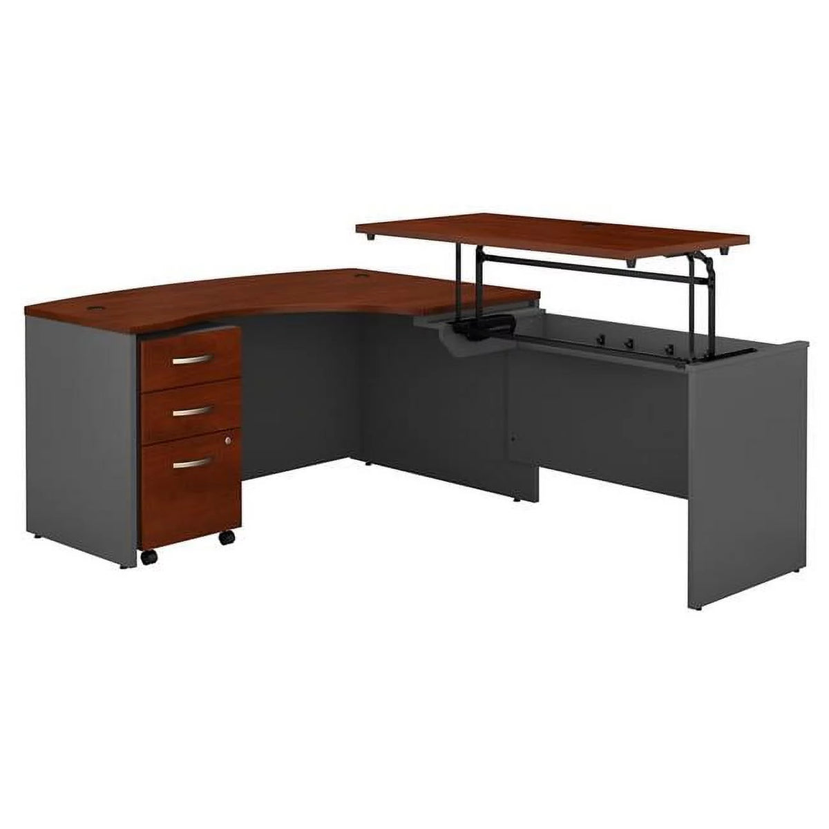 60 x 43 in. L-Shaped Sit to Stand Desk with Mobile File Cabinet R351773