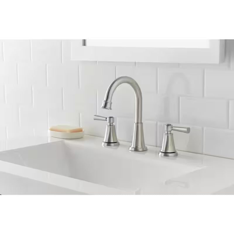 8 in. Widespread Double-Handle High-Arc Brushed Nickel Bathroom Faucet X3009