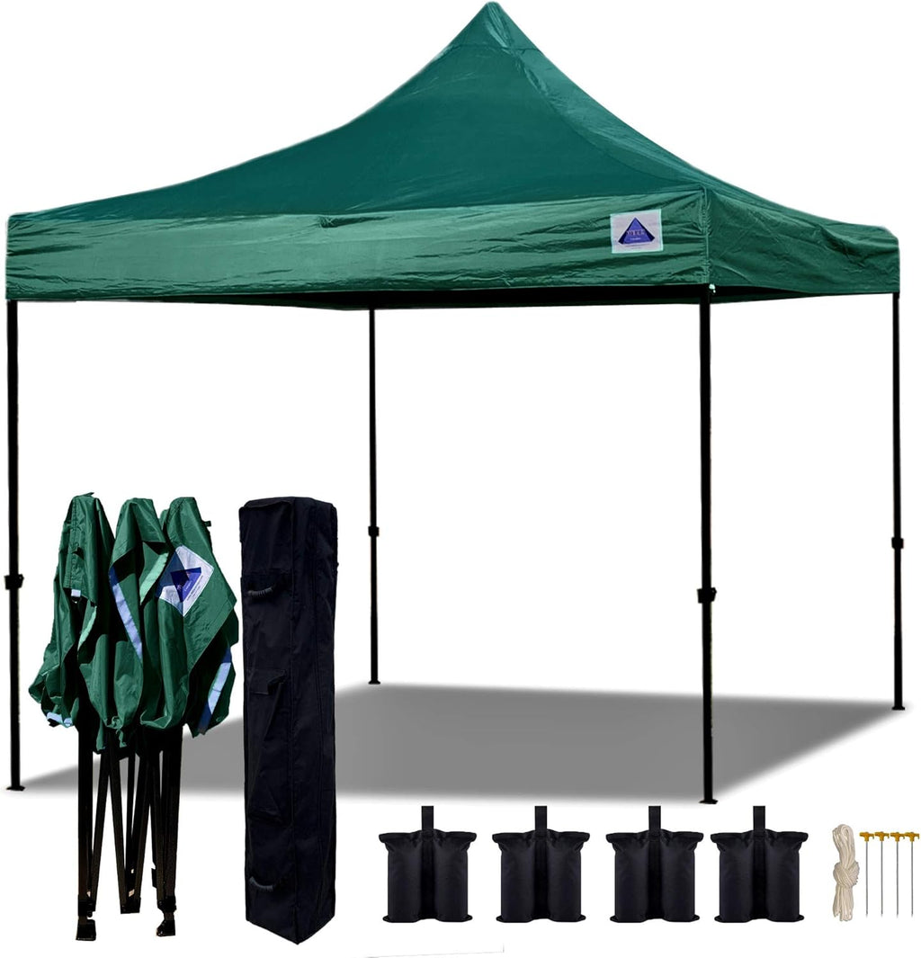 10'x10' White Pop Up Canopy Tent with Wheel Bag and 4 Sand Bags L224