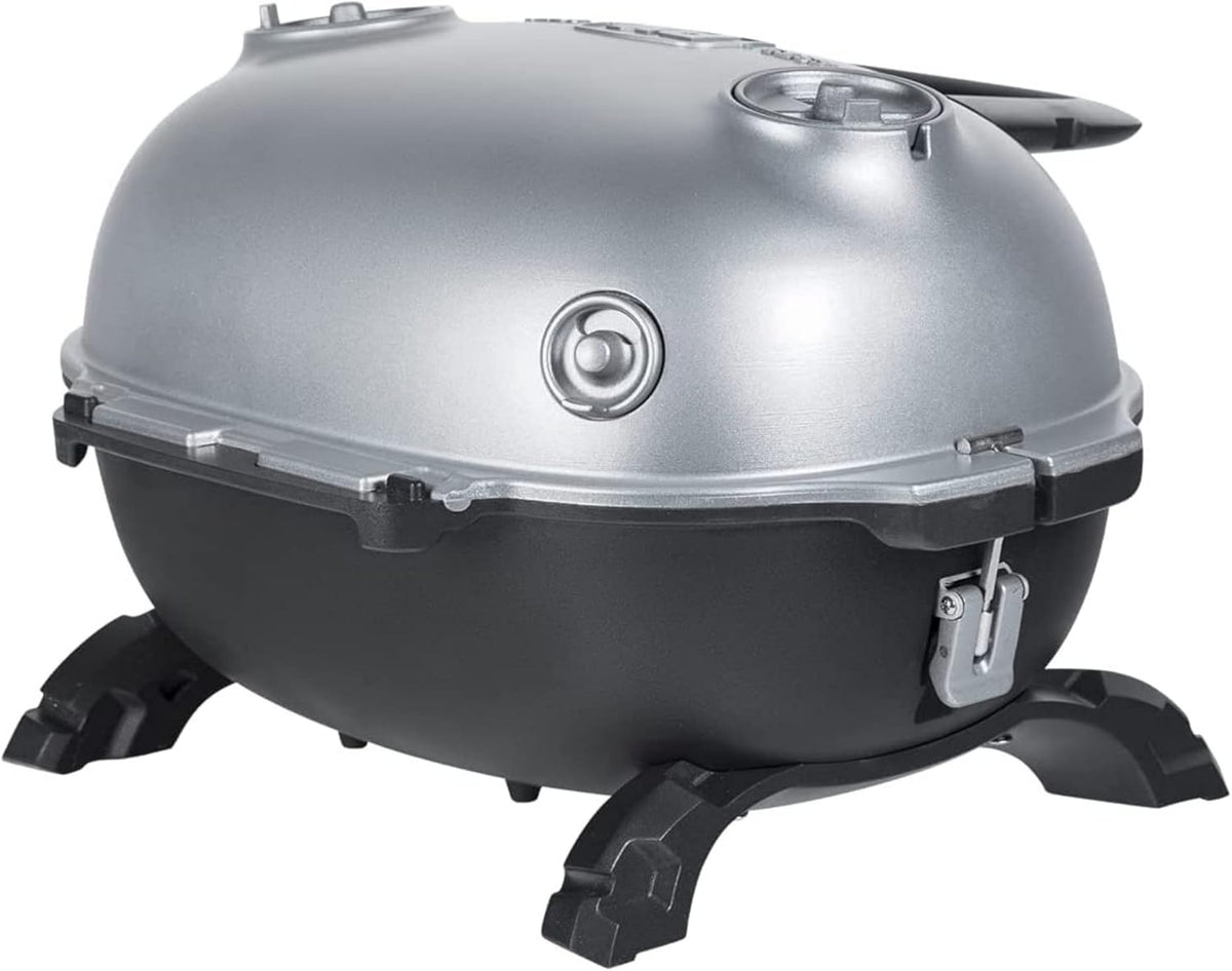 Portable Charcoal BBQ Grill and Smoker with Lid, Cast Iron Aluminum Outdoor Cooking Mini Barbecue Grills, Grey R7259