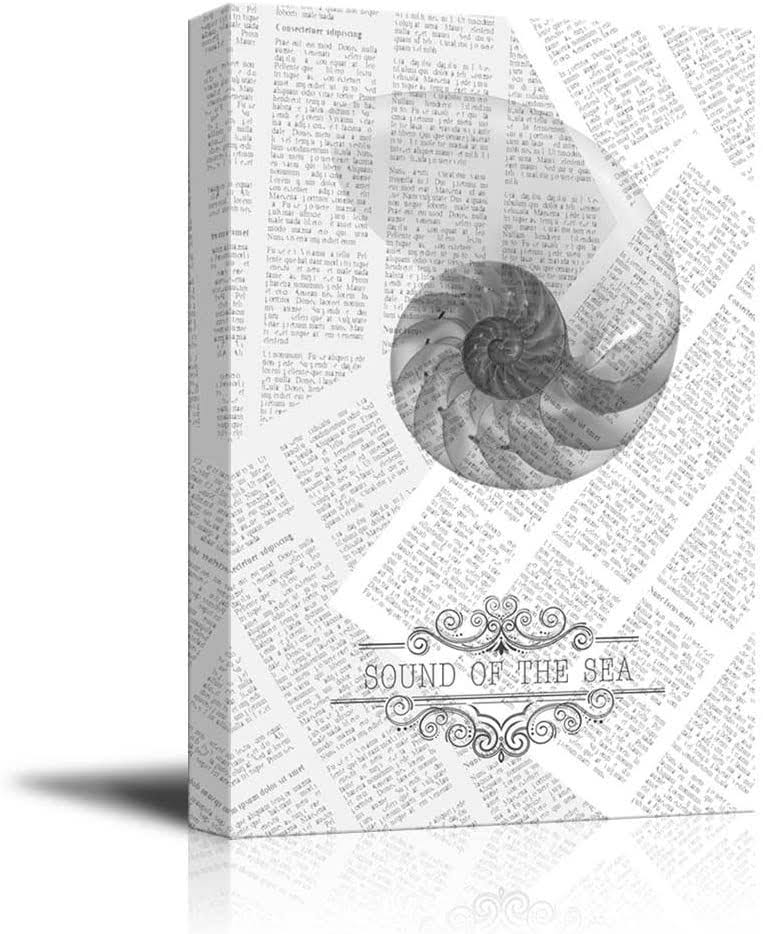 Canvas Print Semi-Transparent Sea Shell on Vintage Newspaper Background F413