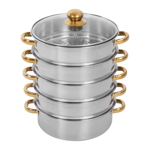 5 Tier Stainless Steel Steamer Pot with Glass Lid V887937