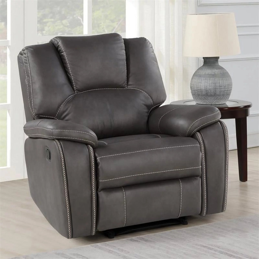 Charcoal Gray Faux Leather Manual Recliner Q291