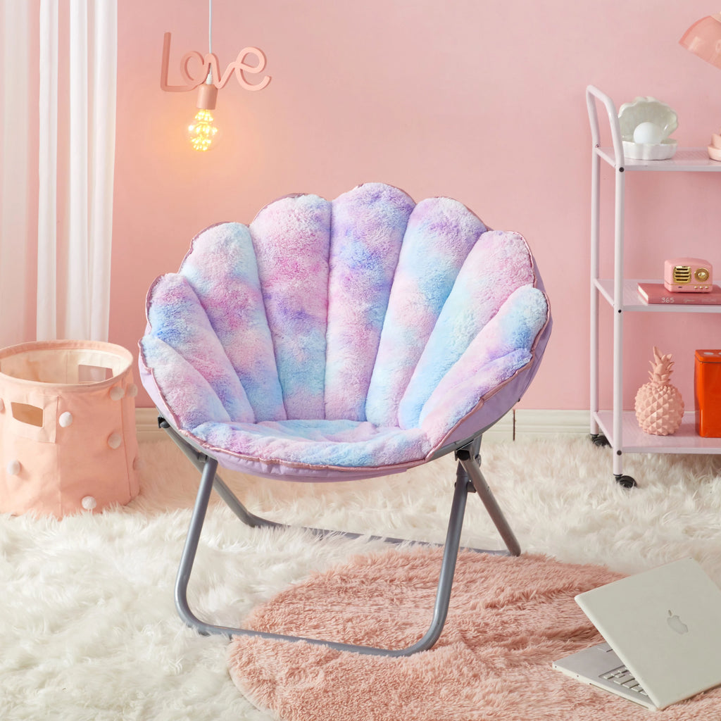 Purple Tie Dye Faux Fur Folding Chair P709121