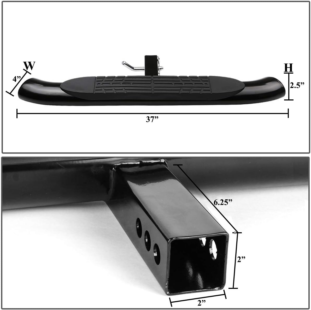 4'' Oval Hitch Step Rear Bumper Guard Black Chrome Stainless Steel Bars V28236