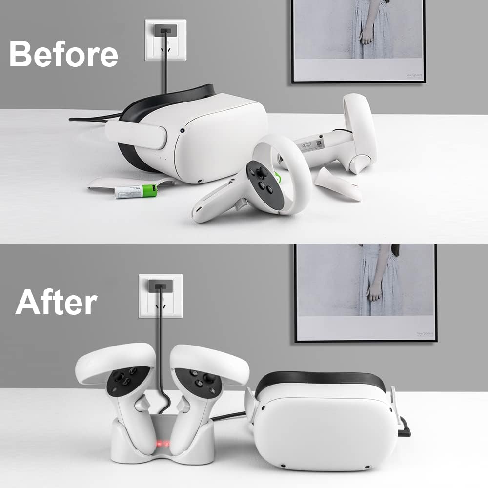 Oculus Quest 2 Charger Dock Station with 2 Rechargeable Batteries J555