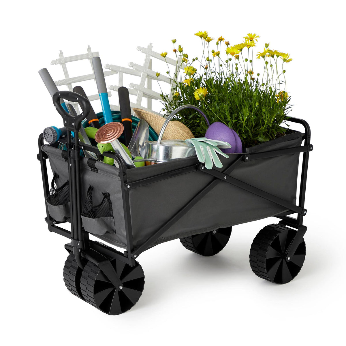Gray Collapsible Steel Frame Utility Beach Wagon Cart D7183