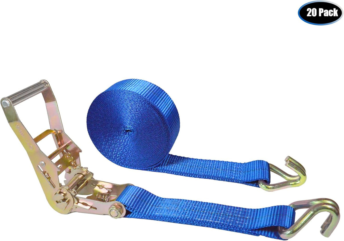 2” x 30’ Double Wire J Hook Ratchet Straps, 4 Pack P748675