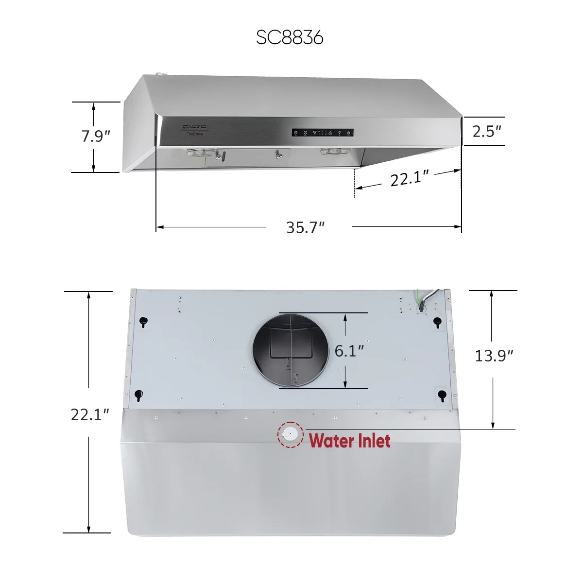 30 Under Cabinet Hood, 900+ CFM, Stainless Steel H7543