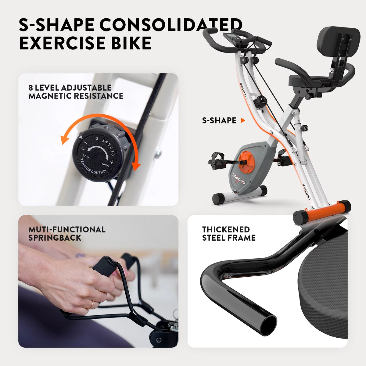 Upright Folding Exercise Bike with Arm Resistance Bands P9577