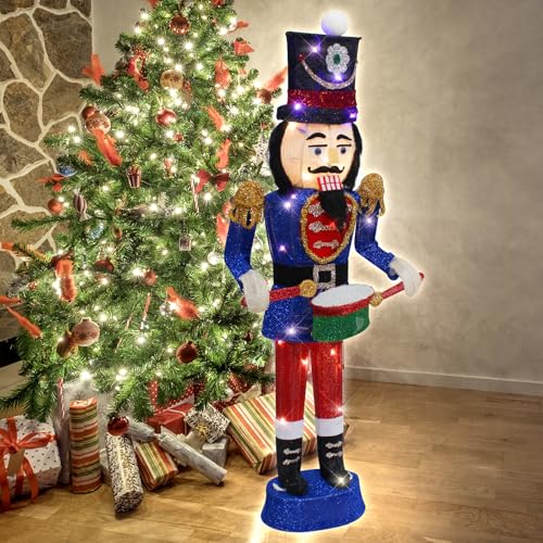 34" Lighted-up Blue Nutcracker Soldier Christmas Decoration Z788