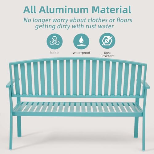 Light Blue Aluminum Outdoor Bench Z258
