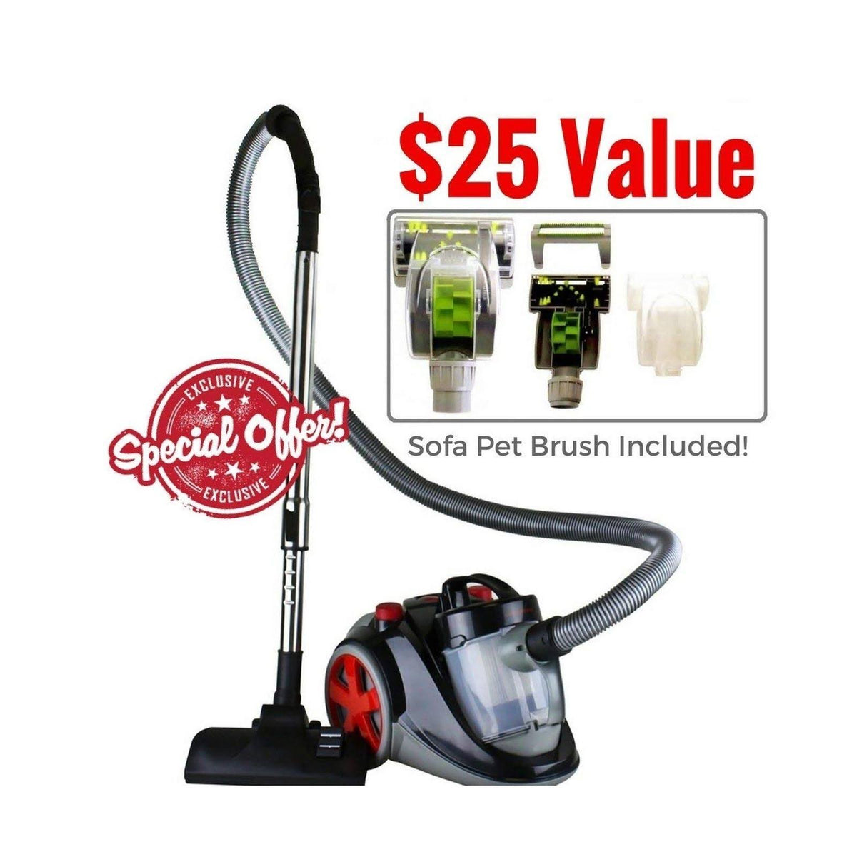 Bagless Canister Cyclonic Vacuum with HEPA Filter Q268