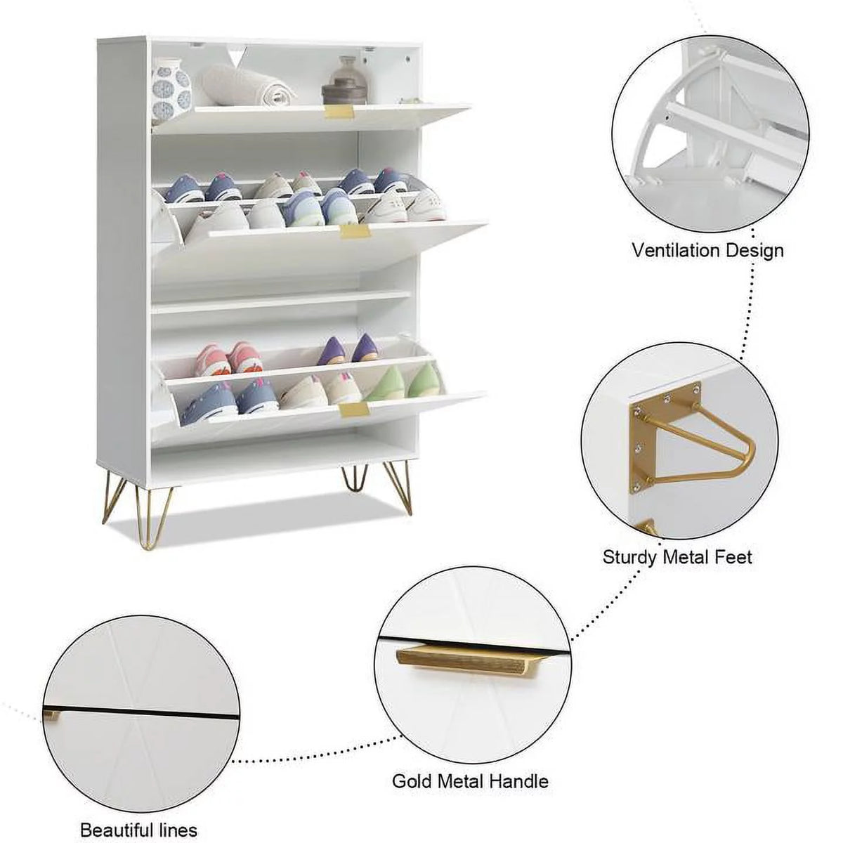 White Flip Down Shoe Cabinet Y649194
