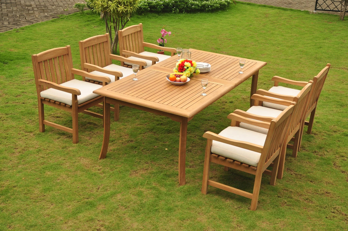 7 Pc Teak Dining Set with 6 Arm Chairs H356