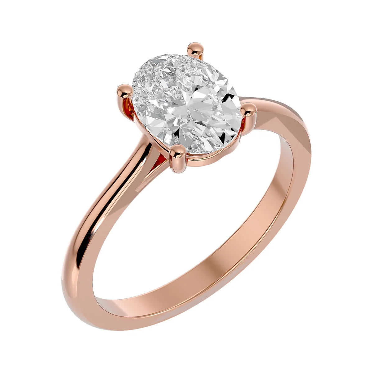 2 Carat Oval Shape Moissanite Solitaire Engagement Ring In 14 Karat Rose Gold X2952