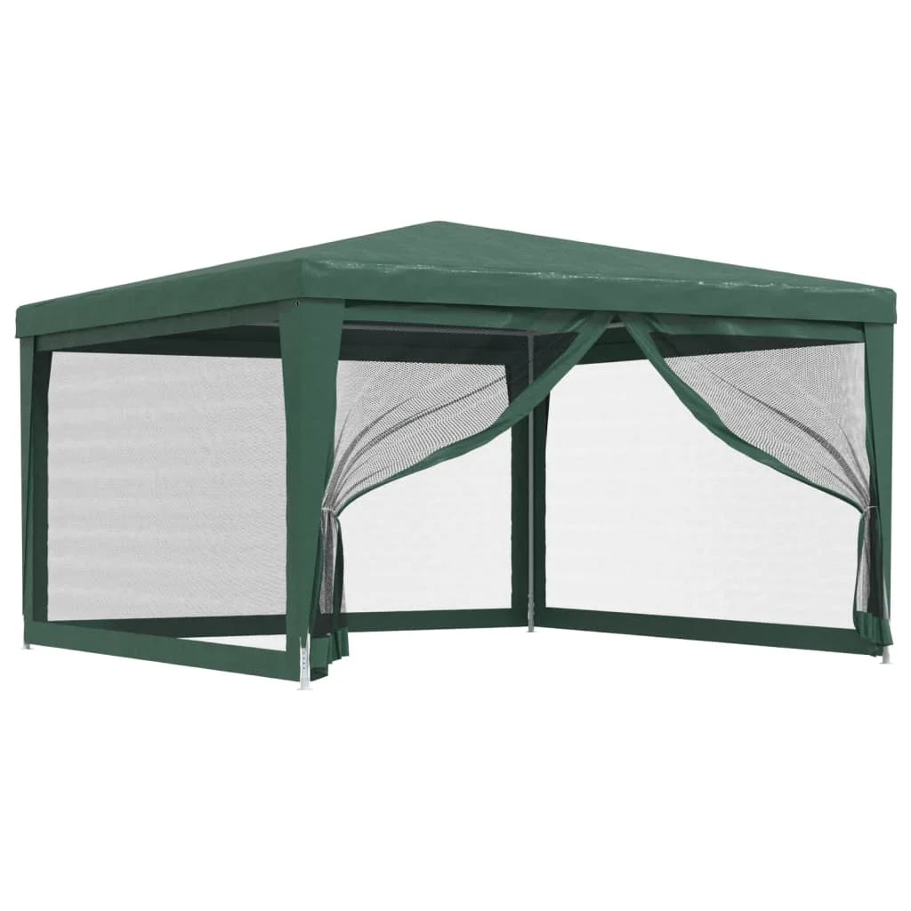 Green 13.1'x13.1' HDPE Party Tent with 4 Mesh Sidewalls N6879