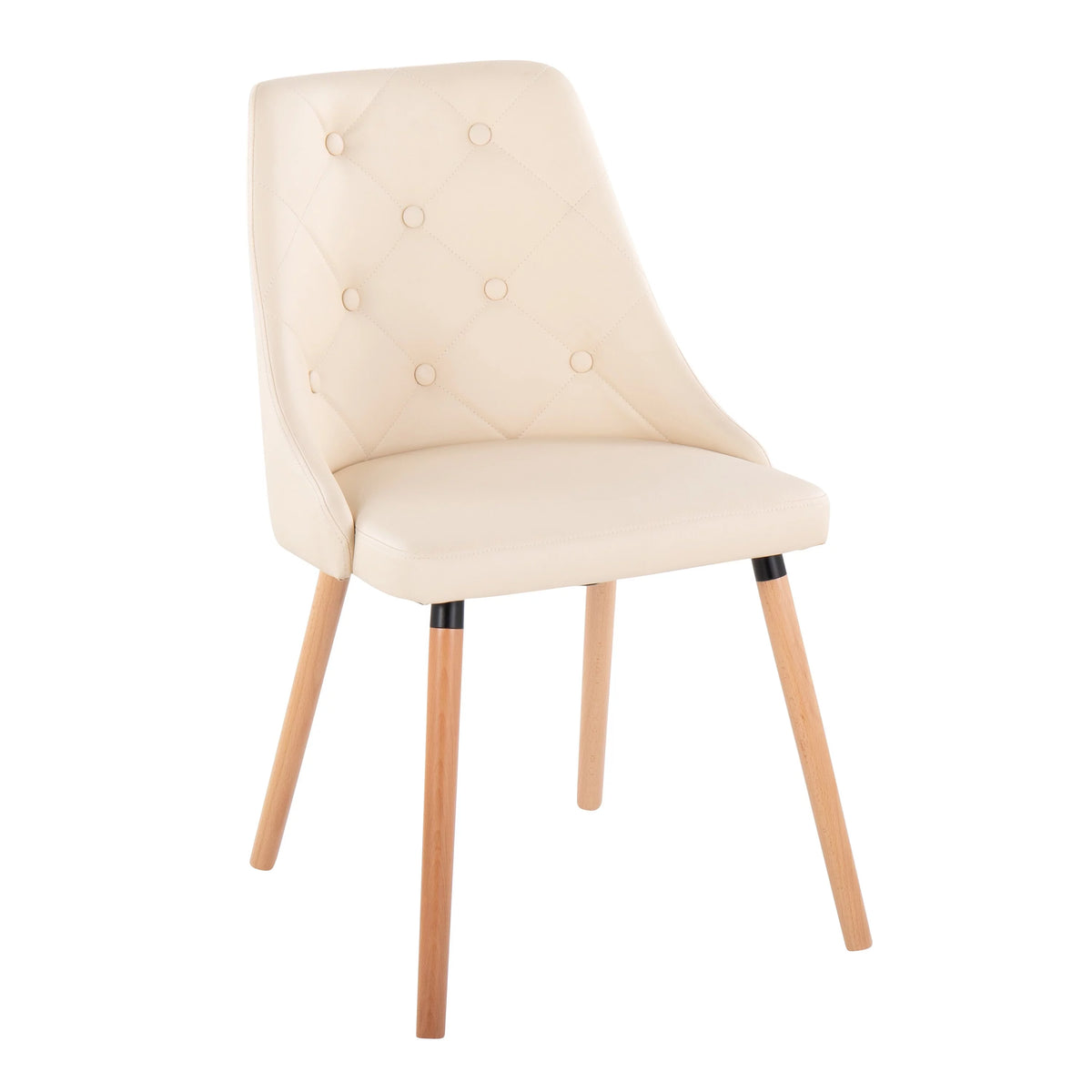 Cream Faux Leather Chair with Tapered Wood Legs Set of 2 V261