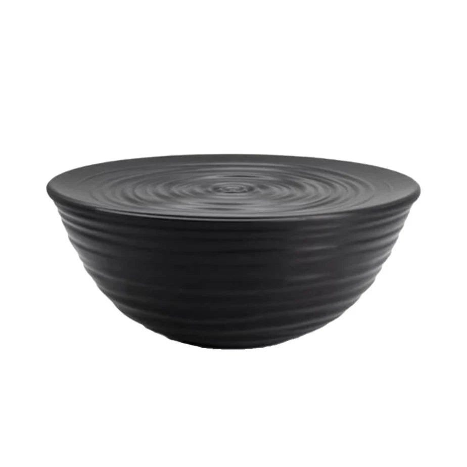 L Bowl With Lid Black A9669